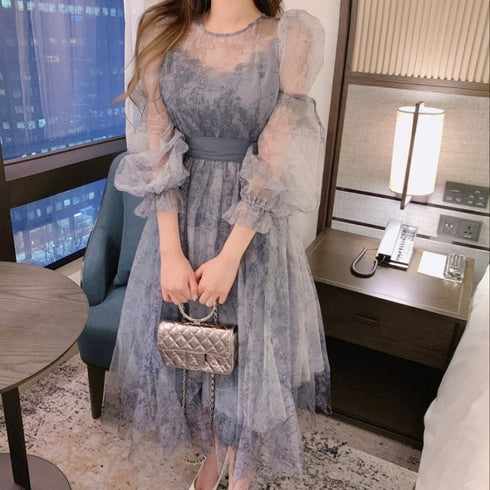 シフォンフラワーワンピ